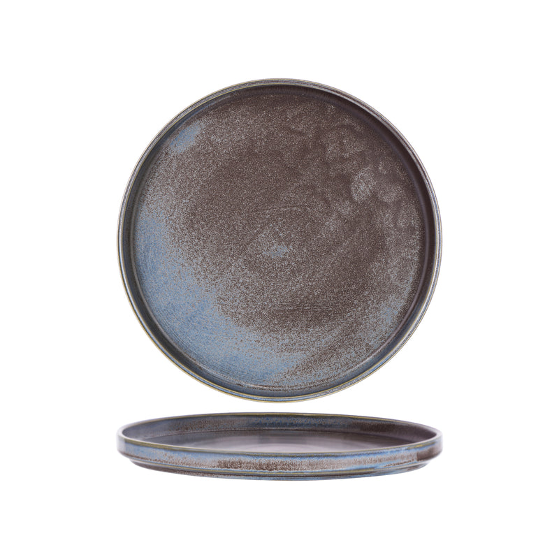 907813 Tablekraft Urban Greystone Blue Round Stackable Plate 265x25mm Globe Importers Adelaide Hospitality Supplies