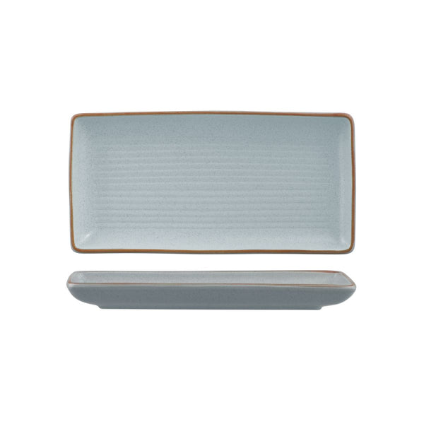 72.9099281 Zuma Bluestone Rectangular Ribbed Platter 250x125mm Globe Importers Adelaide Hospitality Supplies