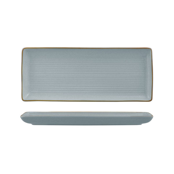72.9099282 Zuma Bluestone Rectangular Ribbed Platter 335x140mm Globe Importers Adelaide Hospitality Supplies
