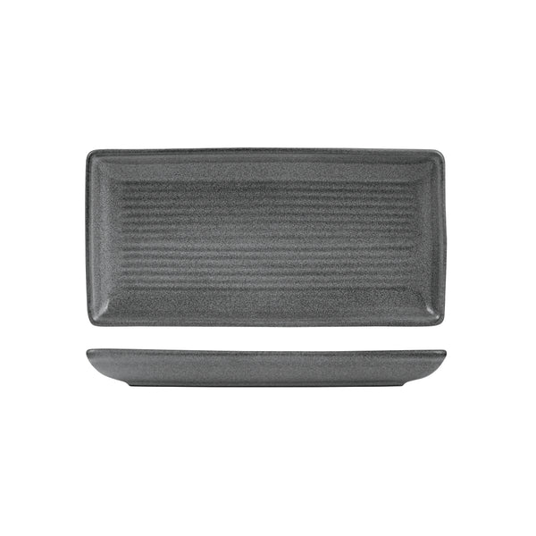 72.9099481 Zuma Gravel Rectangular Ribbed Platter 250x125mm Globe Importers Adelaide Hospitality Supplies