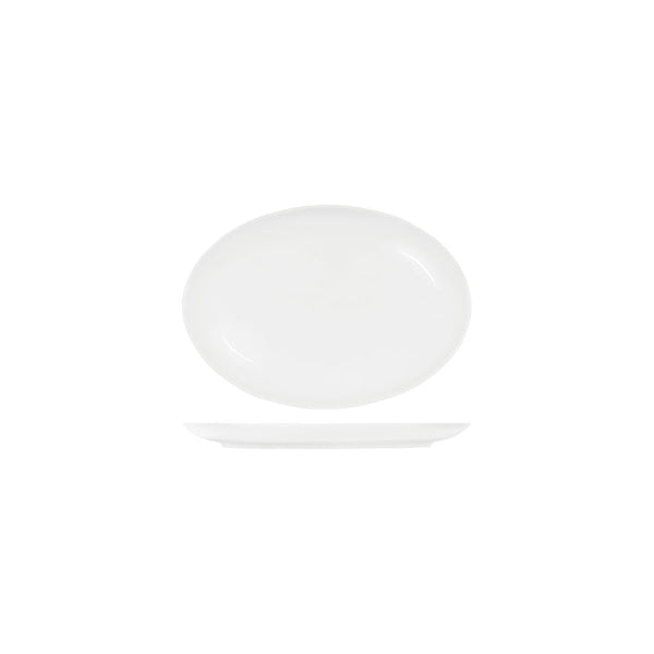 91021 Tablekraft Core White Oval Coupe Platter 255x180mm Globe Importers Adelaide Hospitality Supplies