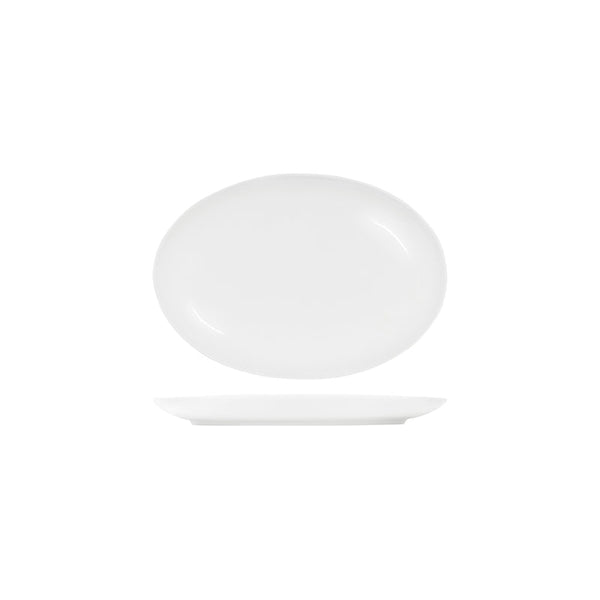 91022 Tablekraft Core White Oval Coupe Platter 300x215mm Globe Importers Adelaide Hospitality Supplies