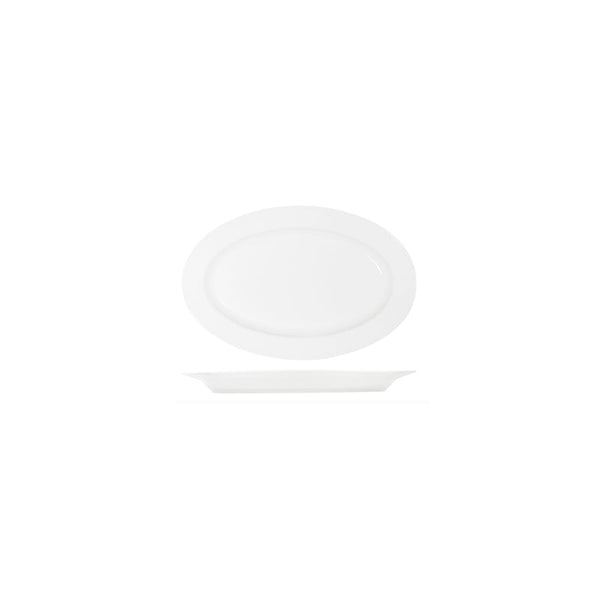 91030 Tablekraft Core White Oval Wide Rim Platter 200x140mm Globe Importers Adelaide Hospitality Supplies