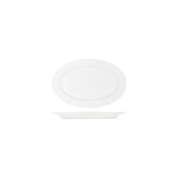 91031 Tablekraft Core White Oval Wide Rim Platter 230x155mm Globe Importers Adelaide Hospitality Supplies