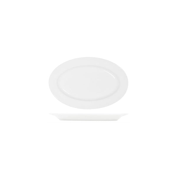 91032 Tablekraft Core White Oval Wide Rim Platter 260x170mm Globe Importers Adelaide Hospitality Supplies