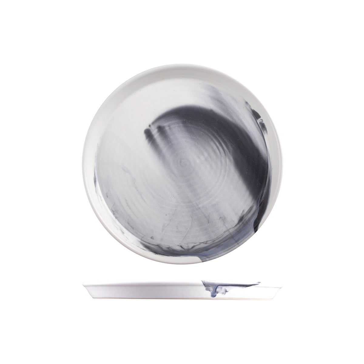 9205027-B Pottr Finn Black Smoke Round Tapered Plate 270mm Globe Importers Adelaide Hospitality Supplies