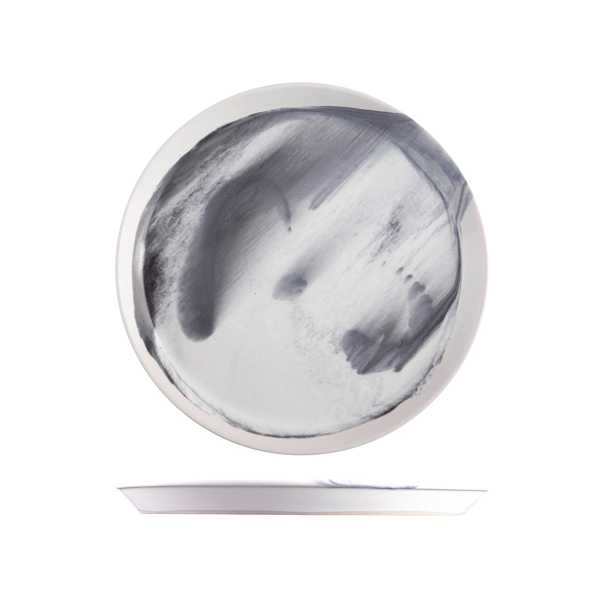 9205029-B Pottr Finn Black Smoke Round Tapered Plate 290mm Globe Importers Adelaide Hospitality Supplies