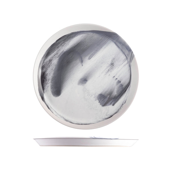 9205029-B Pottr Finn Black Smoke Round Tapered Plate 290mm Globe Importers Adelaide Hospitality Supplies