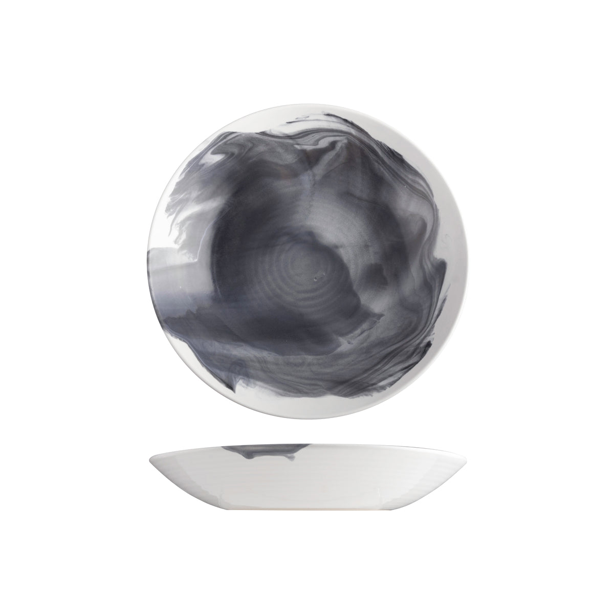 9205824-B Pottr Aspen Black Smoke Round Coupe Bowl 240x40mm Globe Importers Adelaide Hospitality Supplies