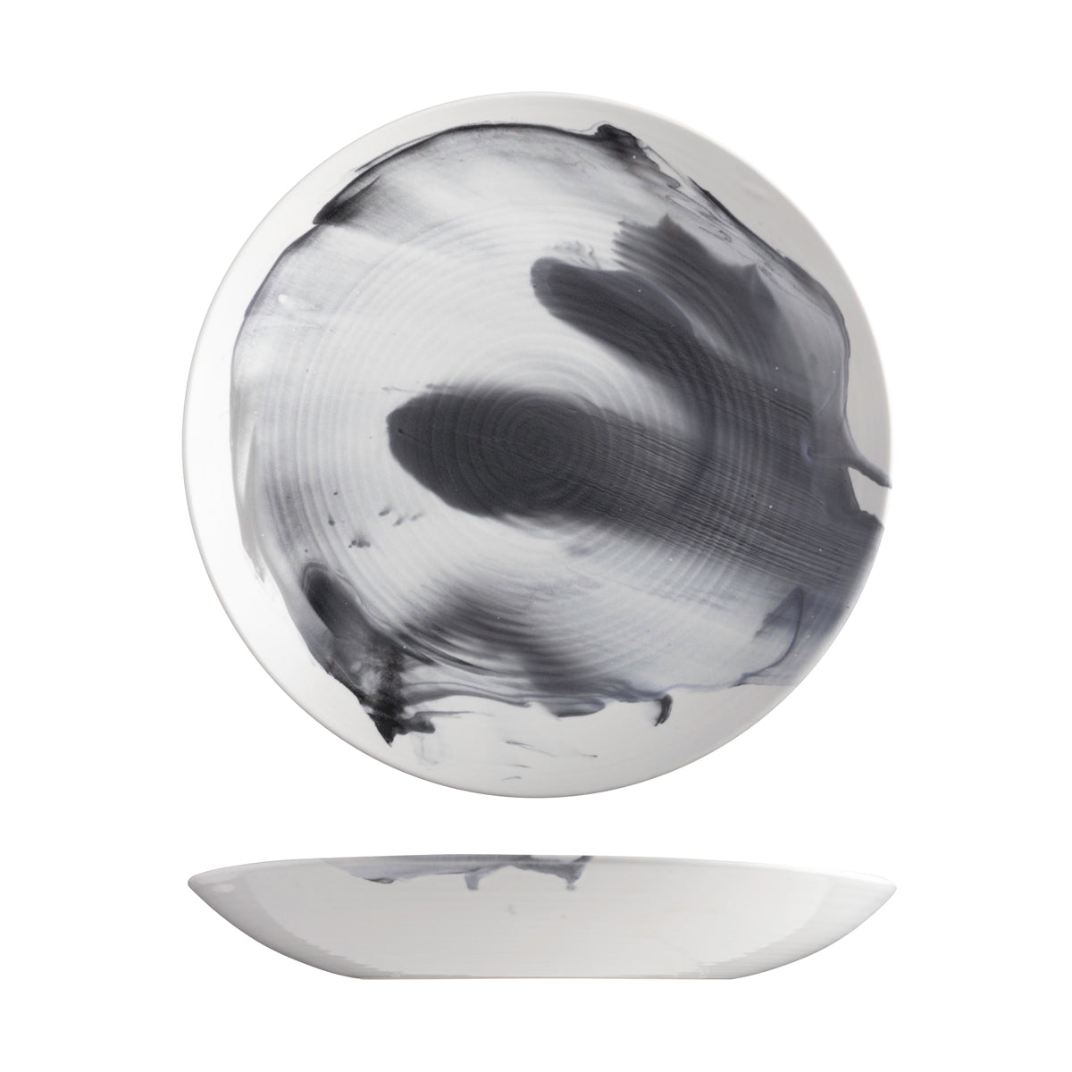 9205830-B Pottr Aspen Black Smoke Round Coupe Bowl 300x40mm Globe Importers Adelaide Hospitality Supplies