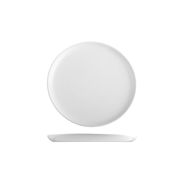 9205842 Pottr Aspen White Round Flat Coupe Plate 230mm Globe Importers Adelaide Hospitality Supplies