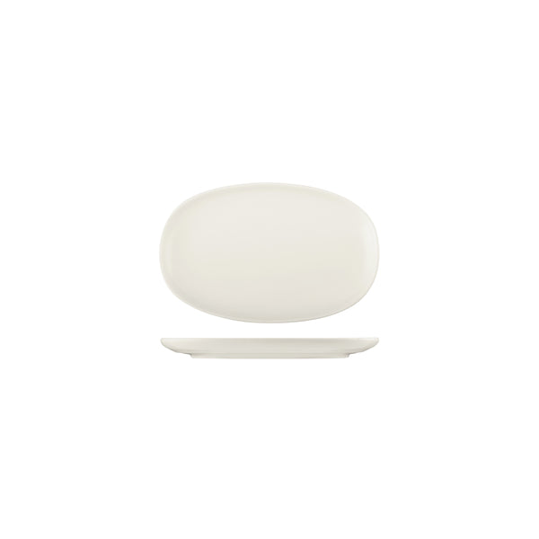 72.926540 Moda Porcelain Snow Oval Coupe Plate 200x130mm Globe Importers Adelaide Hospitality Supplies