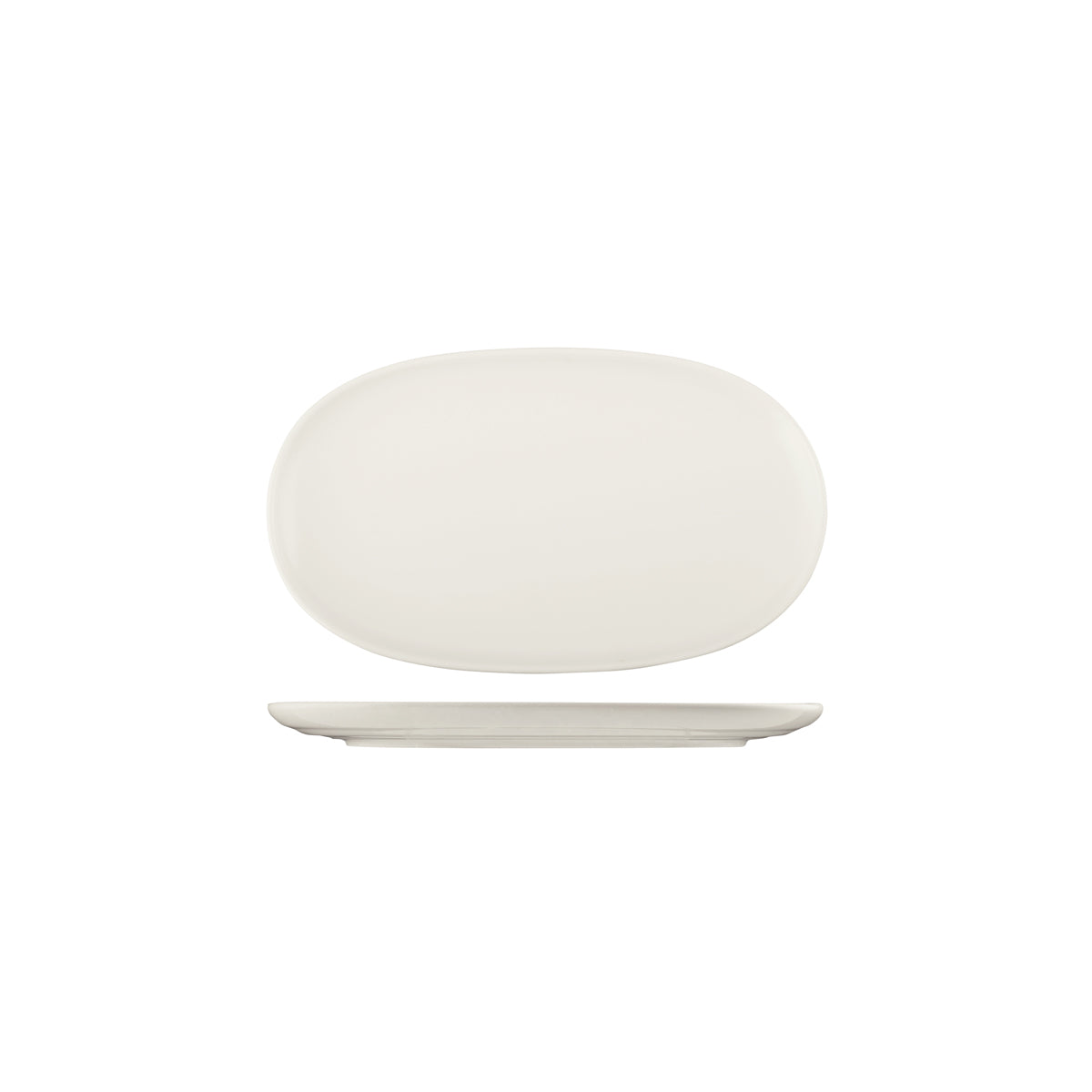 72.926541 Moda Porcelain Snow Oval Coupe Plate 250x150mm Globe Importers Adelaide Hospitality Supplies