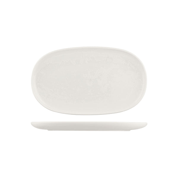 72.926544 Moda Porcelain Snow Oval Coupe Plate 355x215mm Globe Importers Adelaide Hospitality Supplies