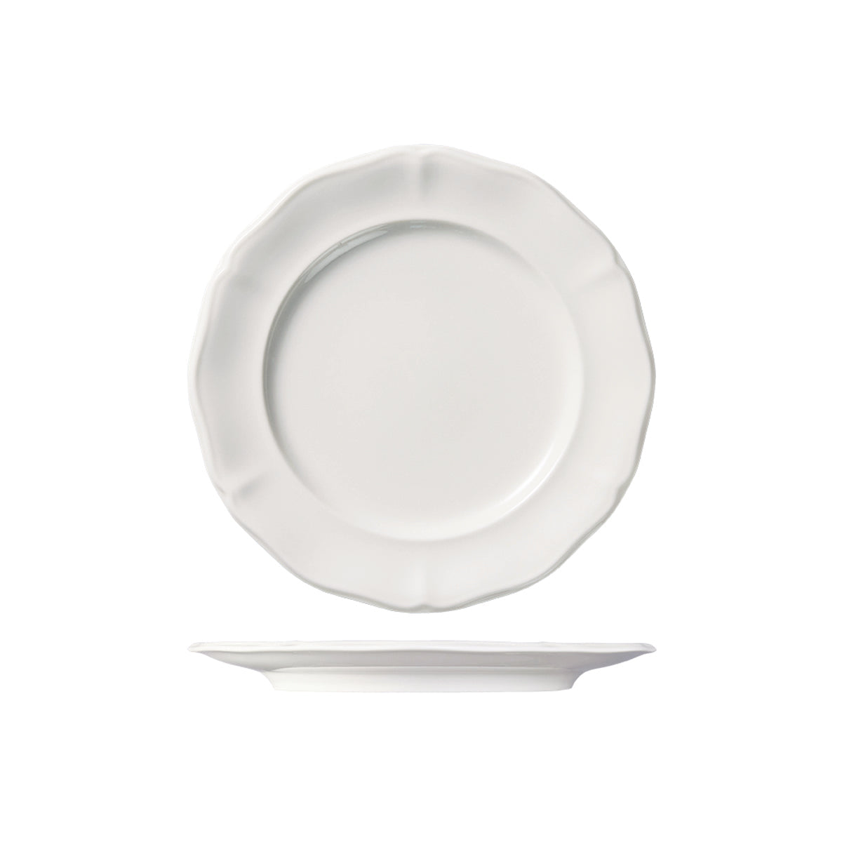  94313 Luzerne Astoria White Round Scalloped Wide Rim Plate 230mm Globe Importers Adelaide Hopsitality Supplies