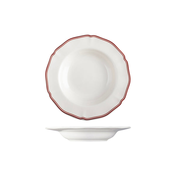 72.94358-M Luzerne Astoria Rosewood New Bone Scalloped Soup / Pasta Bowl Wide Rim 235mm / 330ml Globe Importers Adelaide Hospitality Supplies