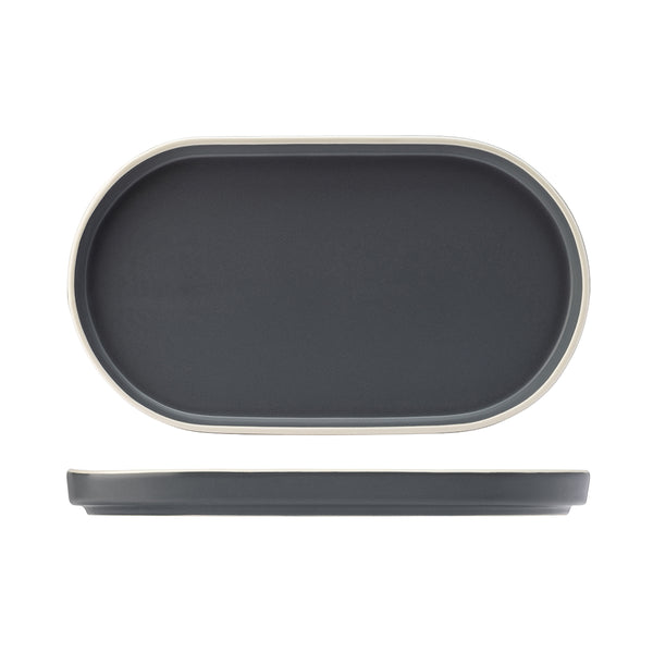 72.954031 Utopia Forma Charcoal Porcelain Oval Platter 310mm Globe Importers Adelaide Hospitality Supplies