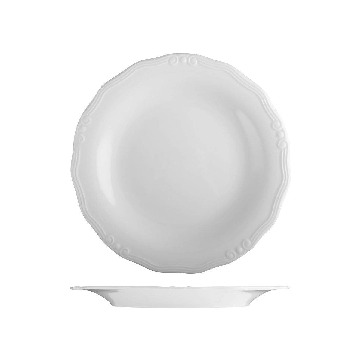 72.98830029 ID Fine Tiffany Round Scalloped Plate 290mm Globe Importers Adelaide Hospitality Supplies