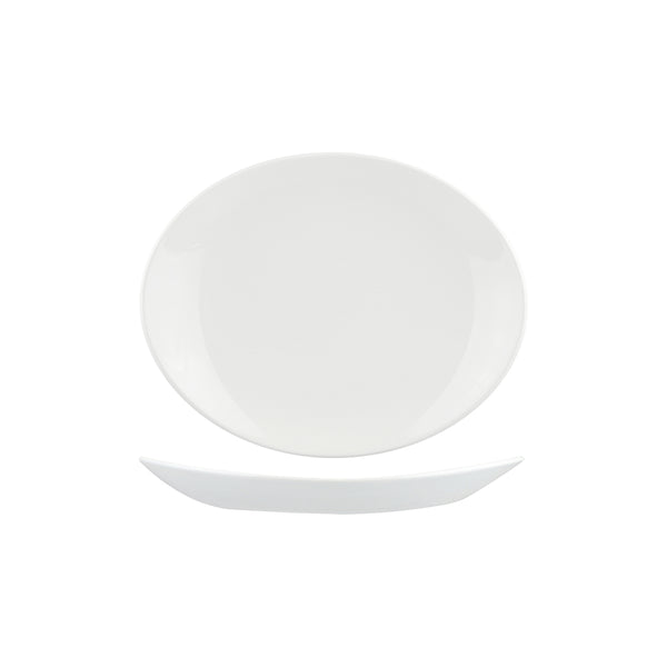 72.9934124 Churchill Orbit Oval Coupe Plate 238x200mm Globe Importers Adelaide Hospitality Supplies