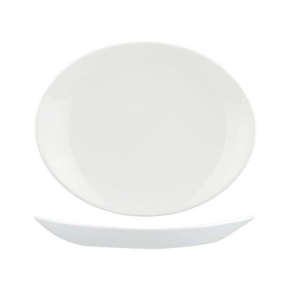 72.9934132 Churchill Orbit Oval Coupe Plate 315x255mm Globe Importers Adelaide Hospitality Supplies