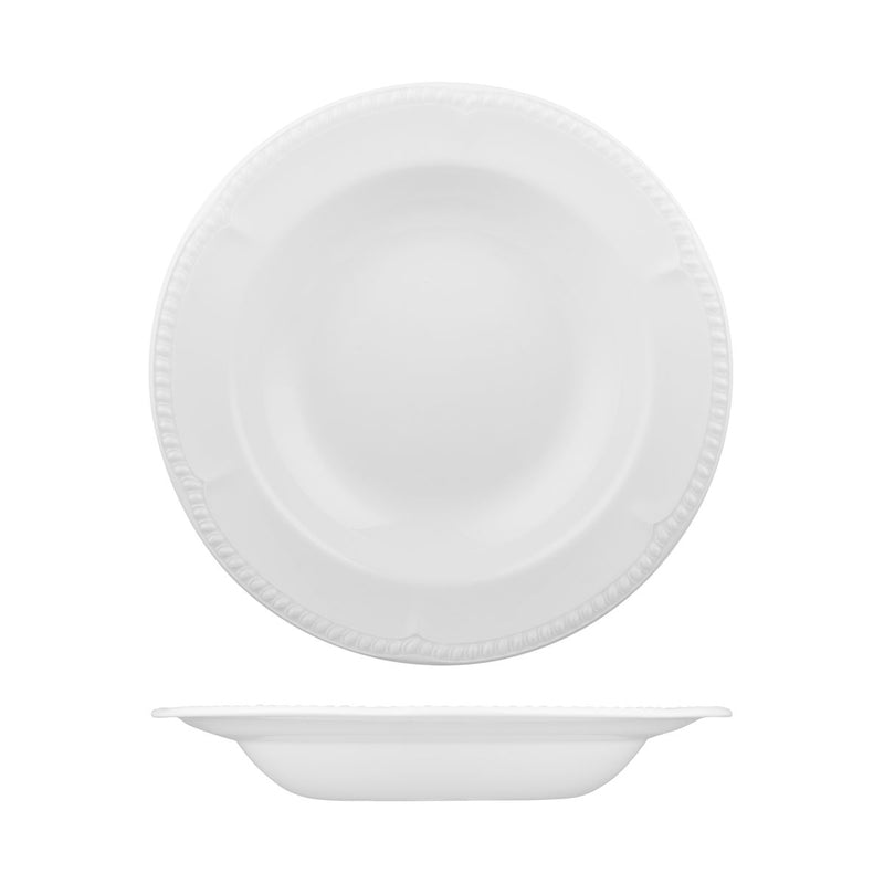 72.9937228 Churchill Buckingham White Round Bowl Wide Rim 280mm / 625ml Globe Importers Adelaide Hospitality Supplies