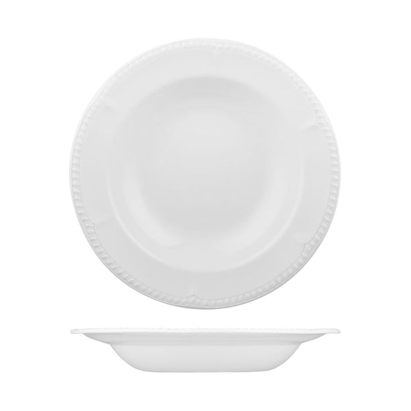 72.9937228 Churchill Buckingham White Round Bowl Wide Rim 280mm / 625ml Globe Importers Adelaide Hospitality Supplies