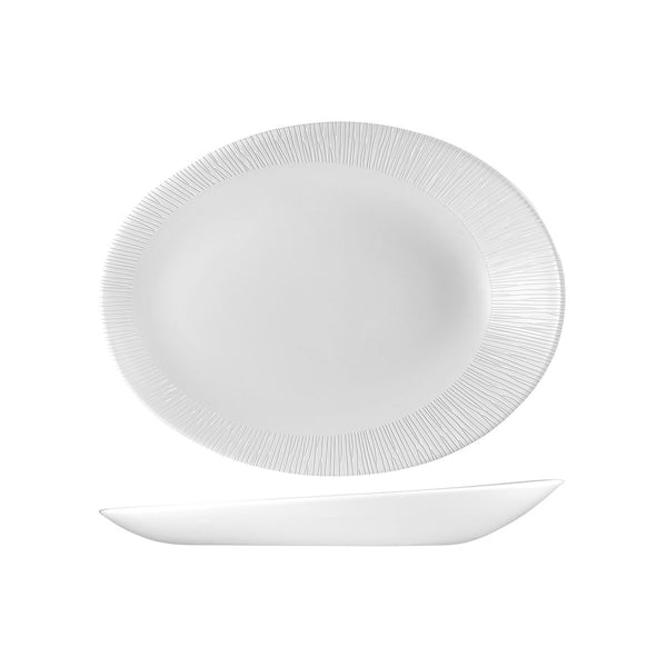 72.9946129 Churchill Bamboo Orb Oval Coupe Plate 290x227x38mm Globe Importers Adelaide Hospitality Supplies