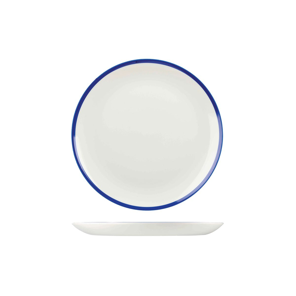 72.9955122 Churchill Retro Blue Round Coupe Plate 217mm Globe Importers Adelaide Hospitality Supplies