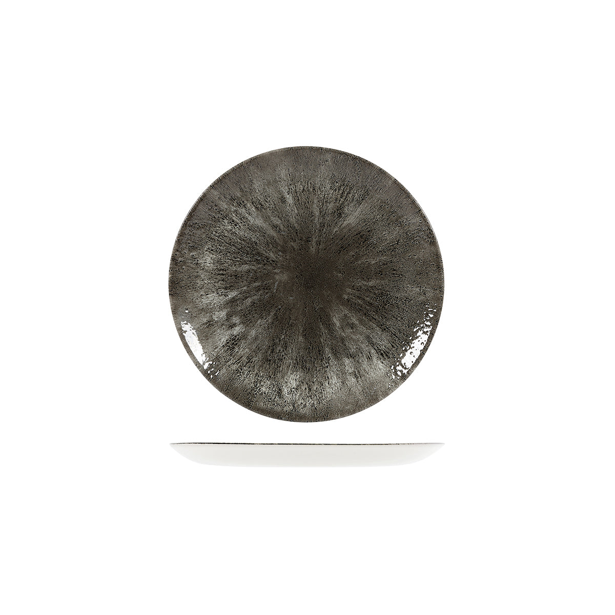 72.9974116.BK Churchill Studio Prints Stone Quartz Black Round Coupe Plate 165mm Globe Importers Adelaide Hospitality Supplies