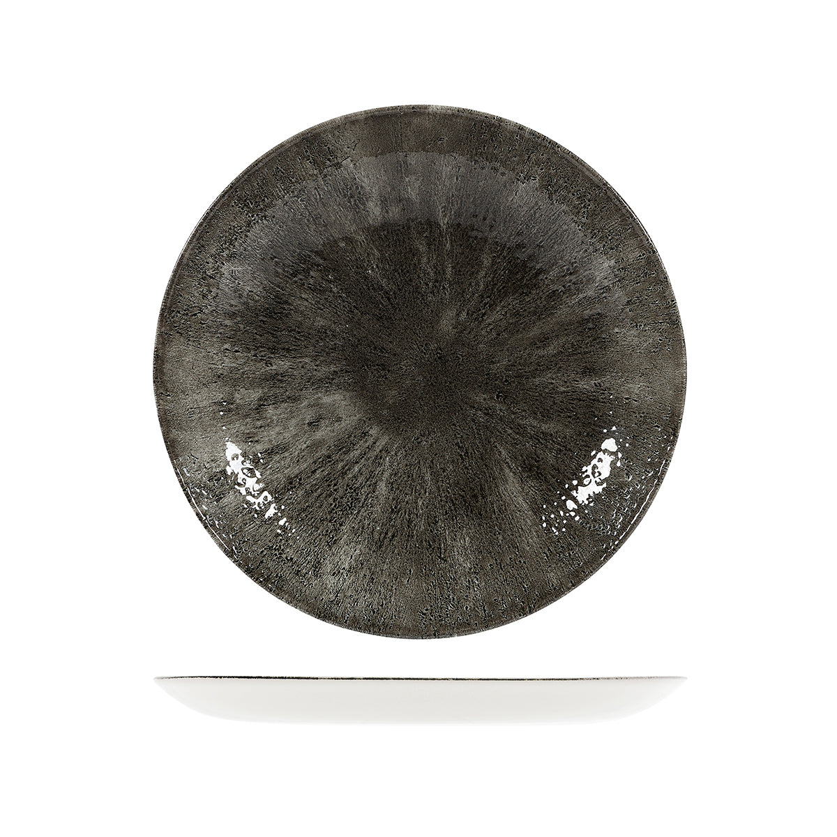 72.9974126.BK Churchill Studio Prints Stone Quartz Black Round Coupe Plate 260mm Globe Importers Adelaide Hospitality Supplies