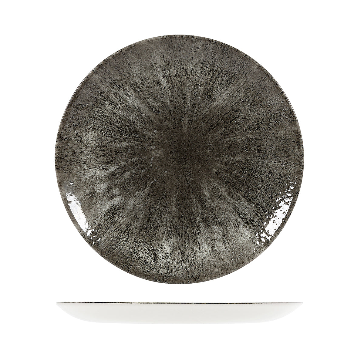 72.9974129.BK Churchill Studio Prints Stone Quartz Black Round Coupe Plate 288mm Globe Importers Adelaide Hospitality Supplies