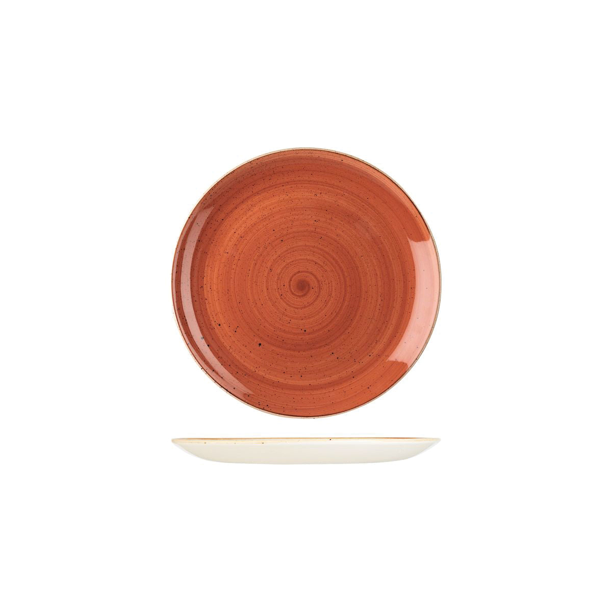 72.9975116.O Churchill Stonecast Spiced Orange Round Coupe Plate 165mm Globe Importers Adelaide Hospitality Supplies