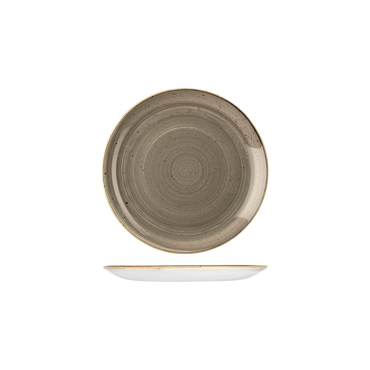 72.9975116.P Churchill Stonecast Peppercorn Grey Round Coupe Plate 165mm Globe Importers Adelaide Hospitality Supplies