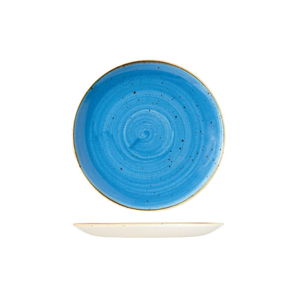 72.9975122.B Churchill Stonecast Cornflower Blue Round Coupe Plate 217mm Globe Importers Adelaide Hospitality Supplies