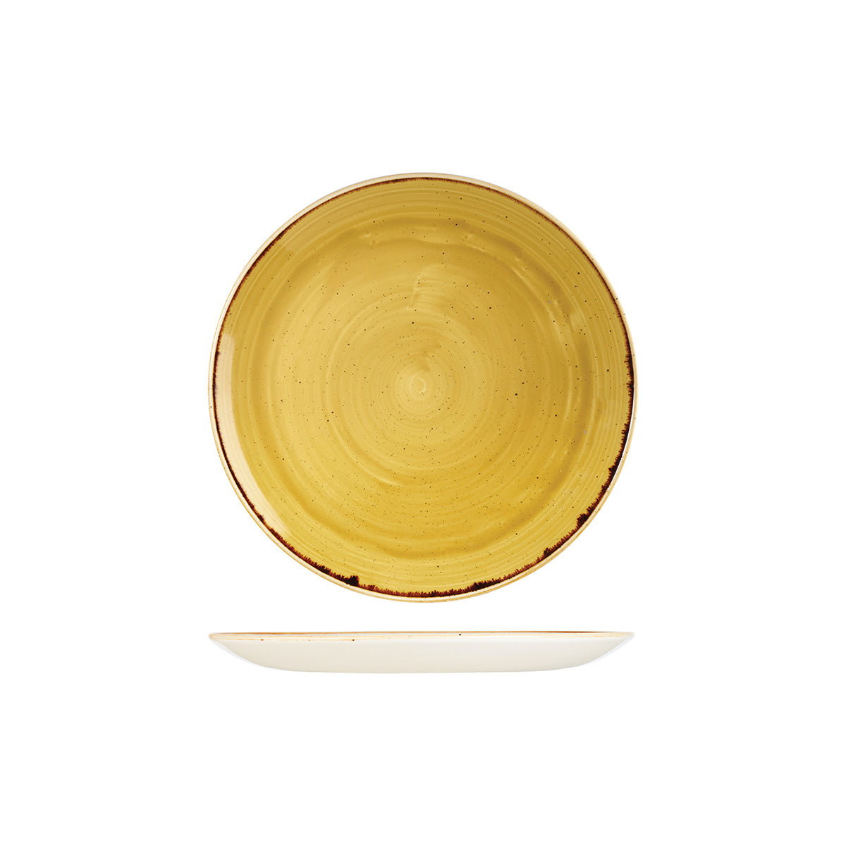 72.9975122.M Churchill Stonecast Mustard Seed Yellow Round Coupe Plate 217mm Globe Importers Adelaide Hospitality Supplies