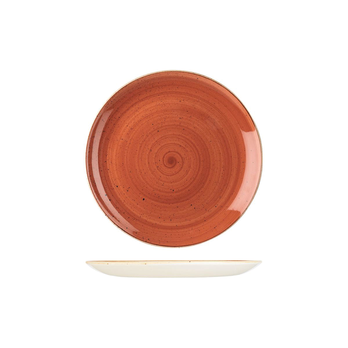 72.9975122.O Churchill Stonecast Spiced Orange Round Coupe Plate 217mm Globe Importers Adelaide Hospitality Supplies