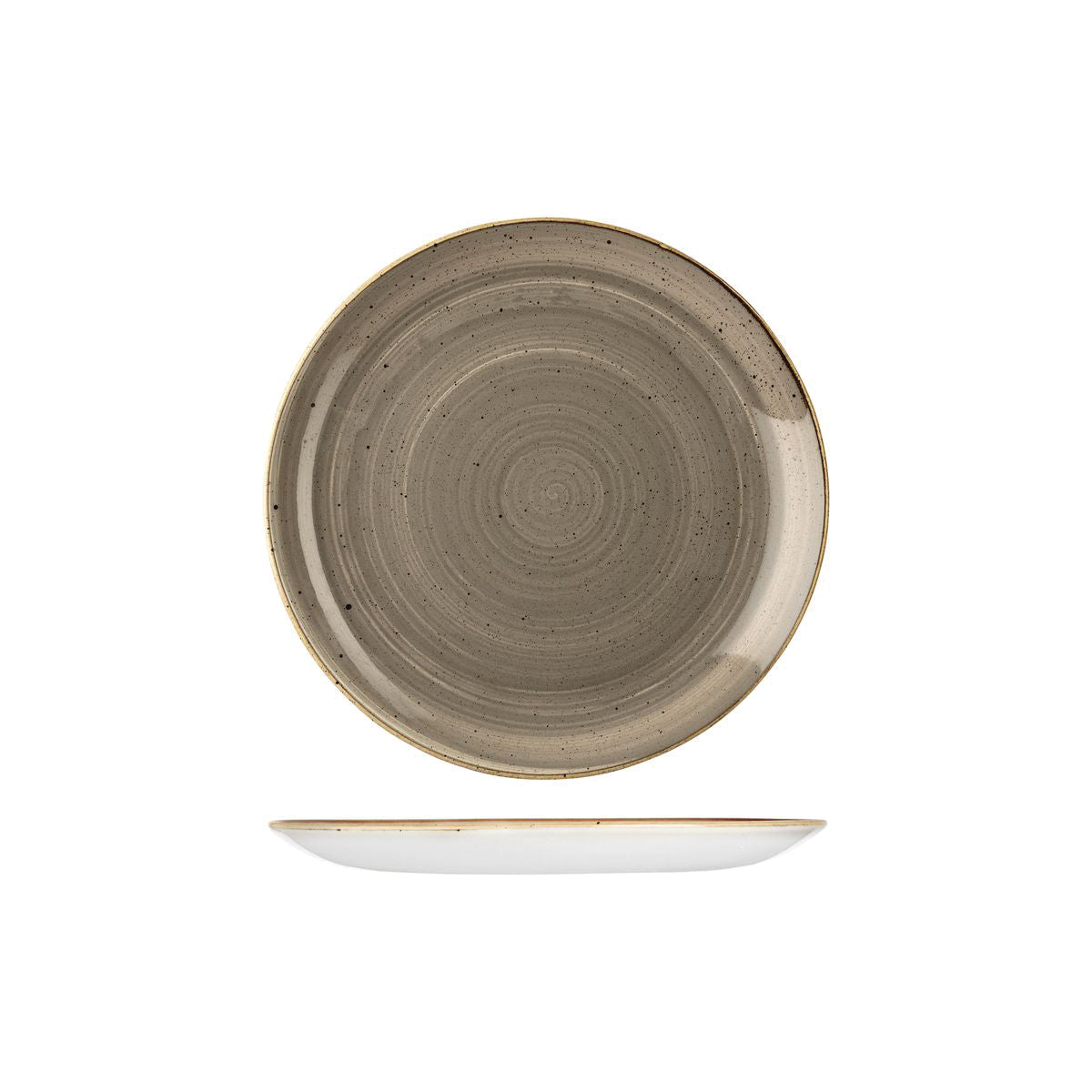 72.9975122.P Churchill Stonecast Peppercorn Grey Round Coupe Plate 217mm Globe Importers Adelaide Hospitality Supplies