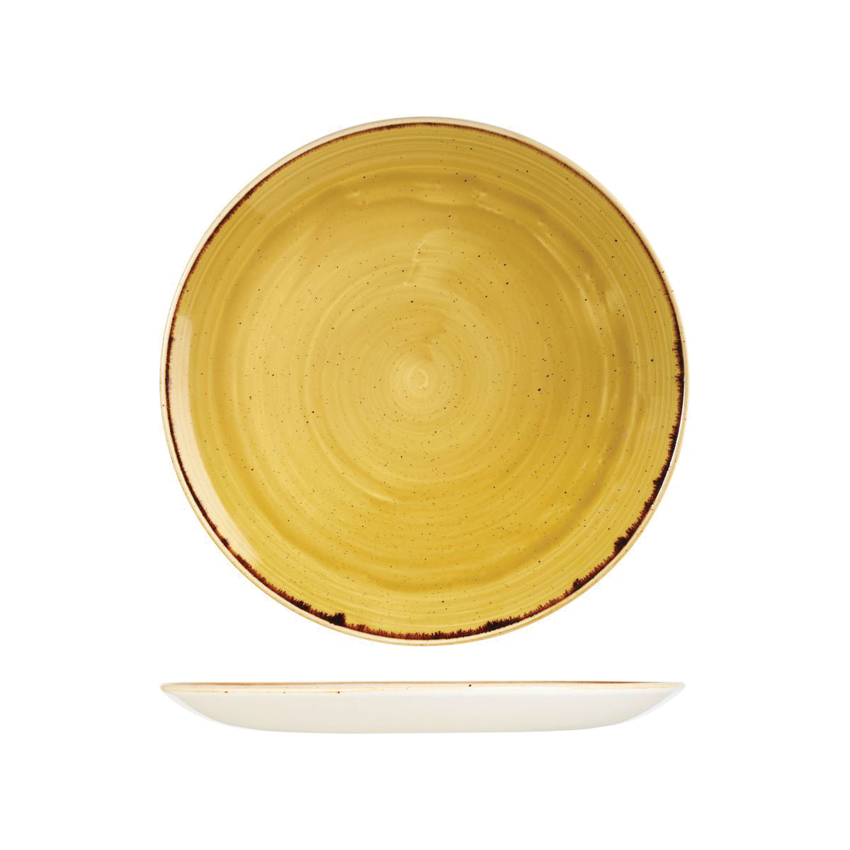 72.9975126.M Churchill Stonecast Mustard Seed Yellow Round Coupe Plate 260mm Globe Importers Adelaide Hospitality Supplies