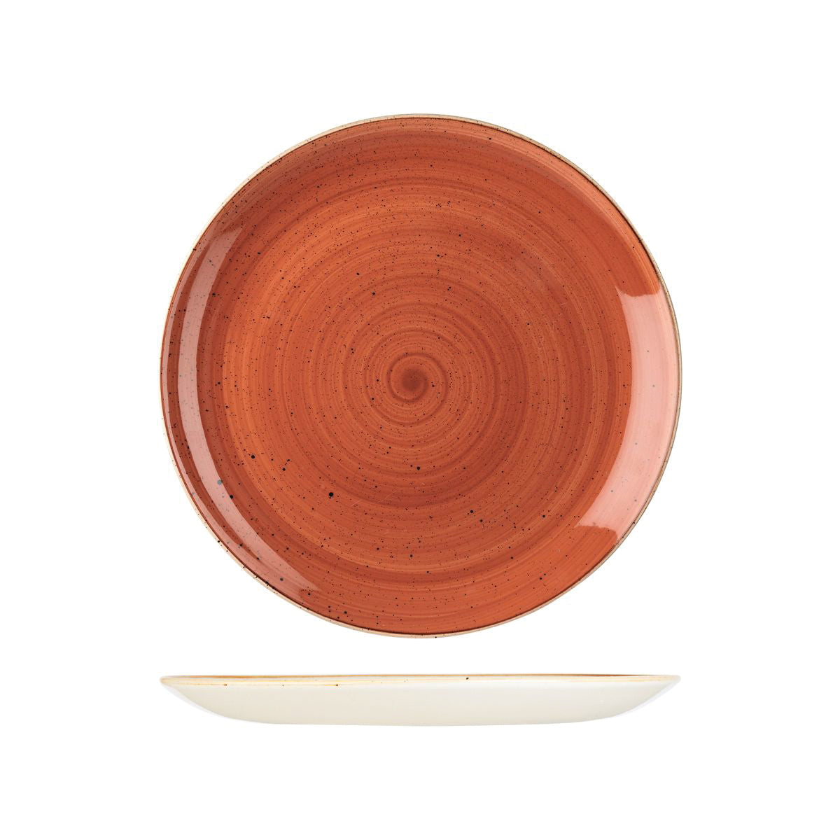 72.9975126.O Churchill Stonecast Spiced Orange Round Coupe Plate 260mm Globe Importers Adelaide Hospitality Supplies