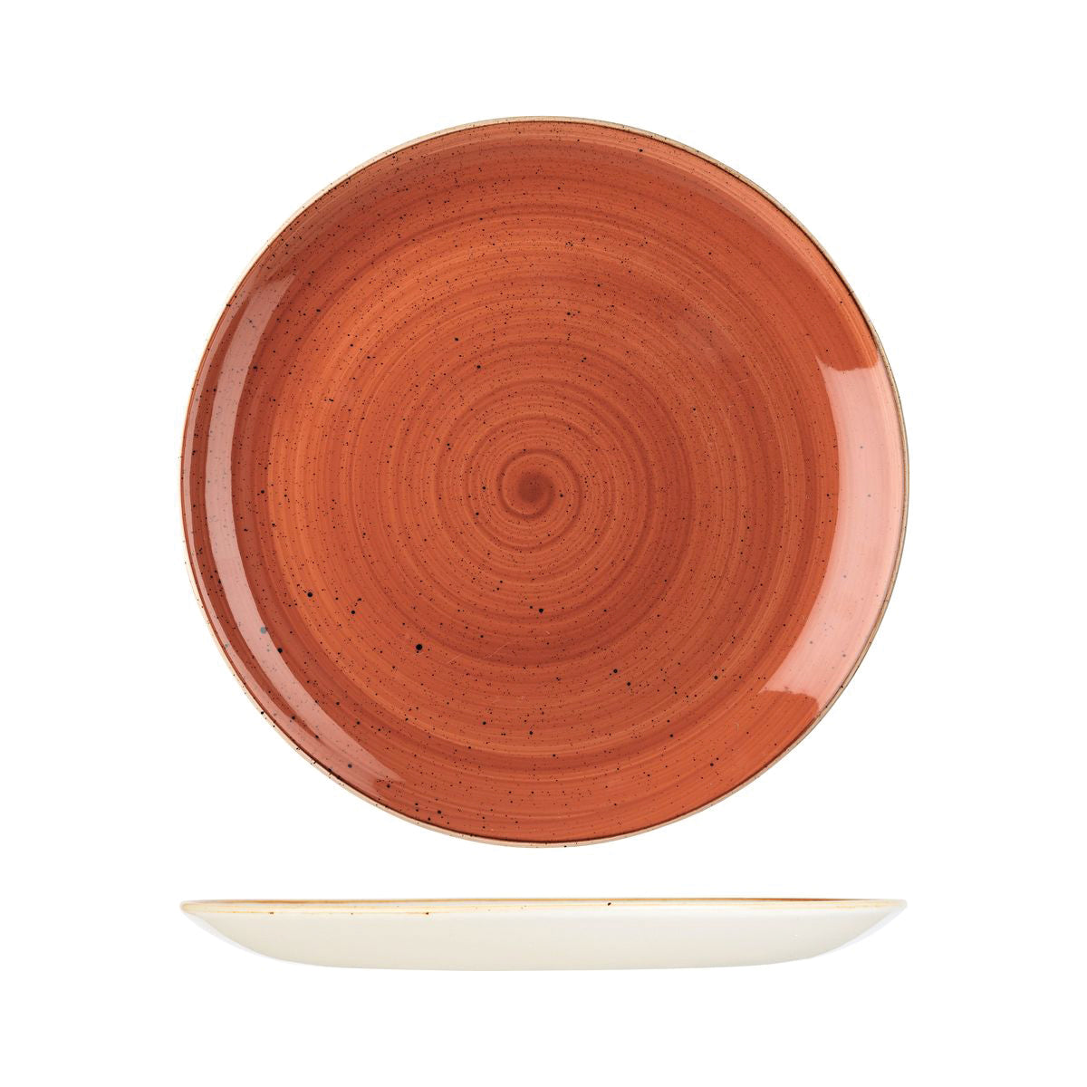 72.9975129.O Churchill Stonecast Spiced Orange Round Coupe Plate 288mm Globe Importers Adelaide Hospitality Supplies