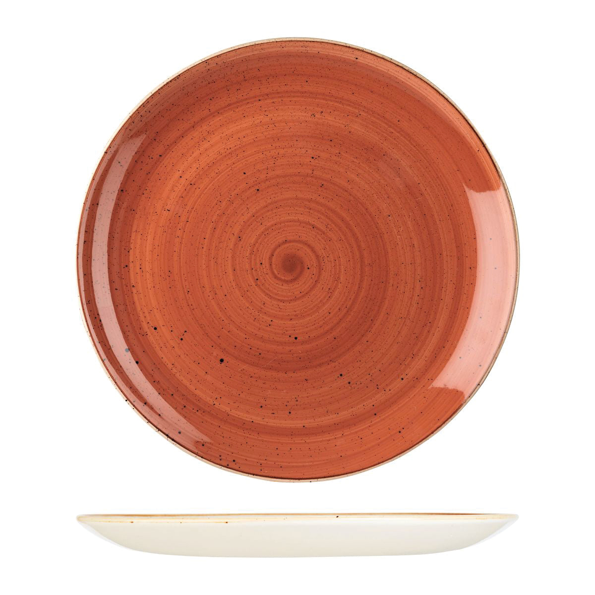 72.9975131.O Churchill Stonecast Spiced Orange Round Coupe Plate 324mm Globe Importers Adelaide Hospitality Supplies