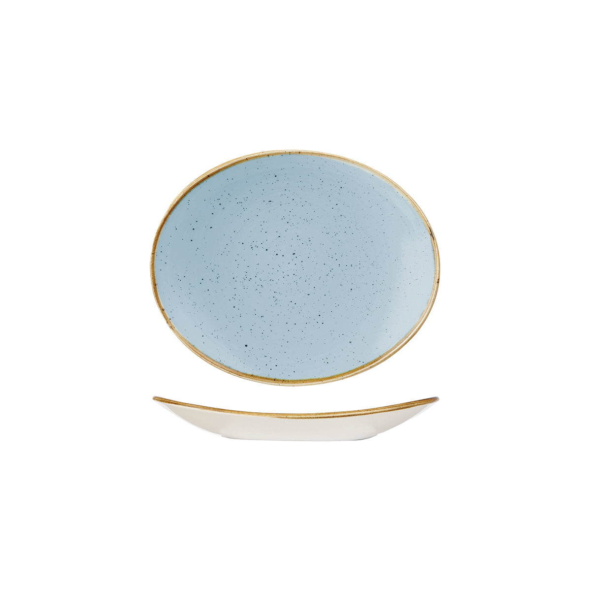 72.9975220.D Churchill Stonecast Duck Egg Oval Coupe Plate 192x163mm Globe Importers Adelaide Hospitality Supplies