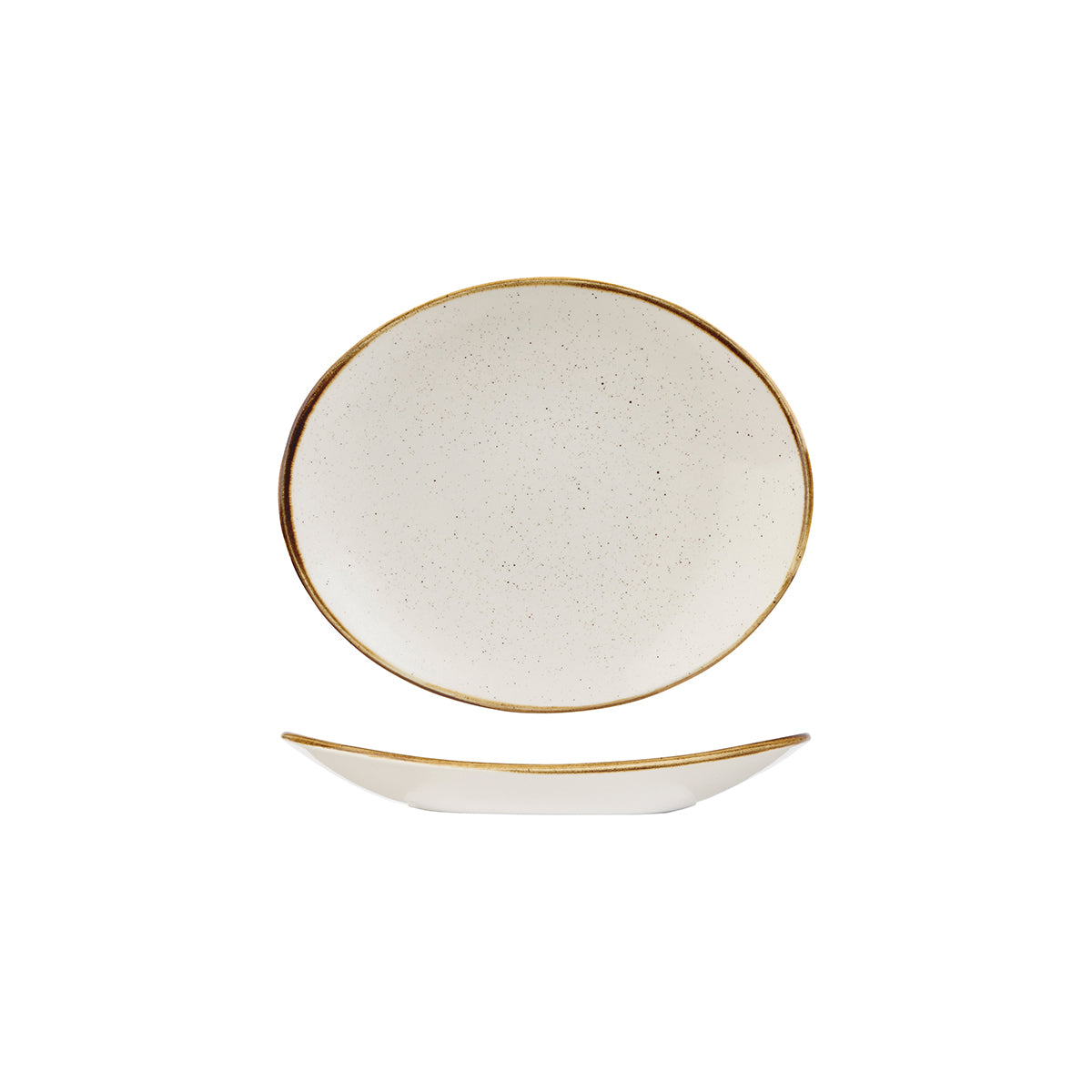 72.9975220.W Churchill Stonecast Barley White Oval Coupe Plate 192x163mm Globe Importers Adelaide Hospitality Supplies