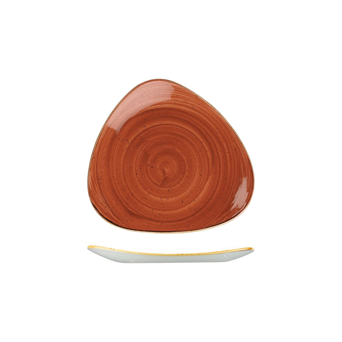 72.9975319.O Churchill Stonecast Spiced Orange Triangular Plate 192x192mm Globe Importers Adelaide Hospitality Supplies