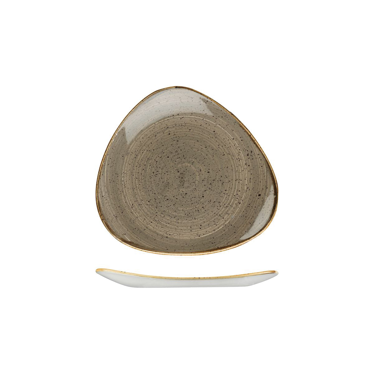 72.9975319.P Churchill Stonecast Peppercorn Grey Triangular Plate 192x192mm Globe Importers Adelaide Hospitality Supplies