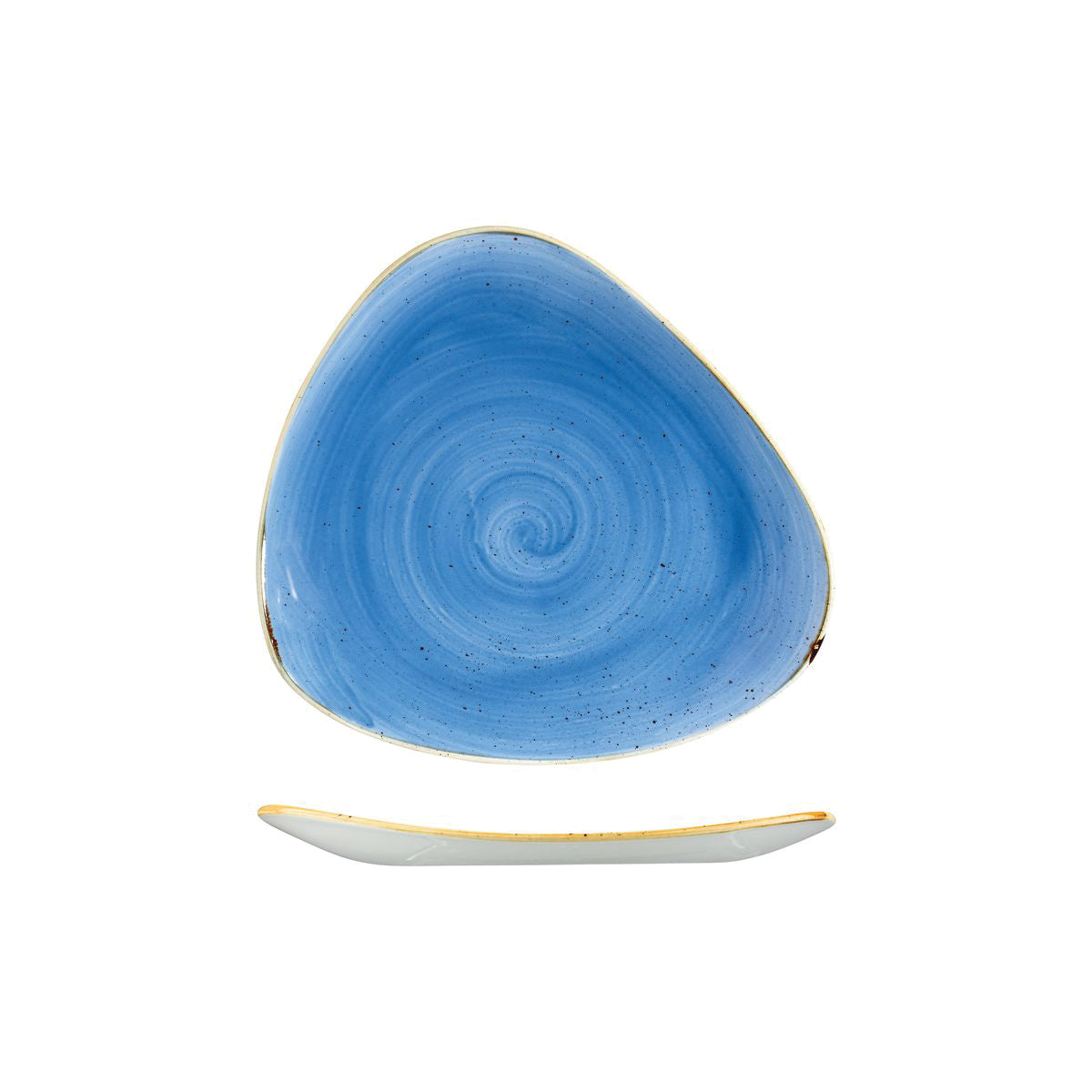 72.9975323.B Churchill Stonecast Cornflower Triangular Plate 229x229mm Globe Importers Adelaide Hospitality Supplies