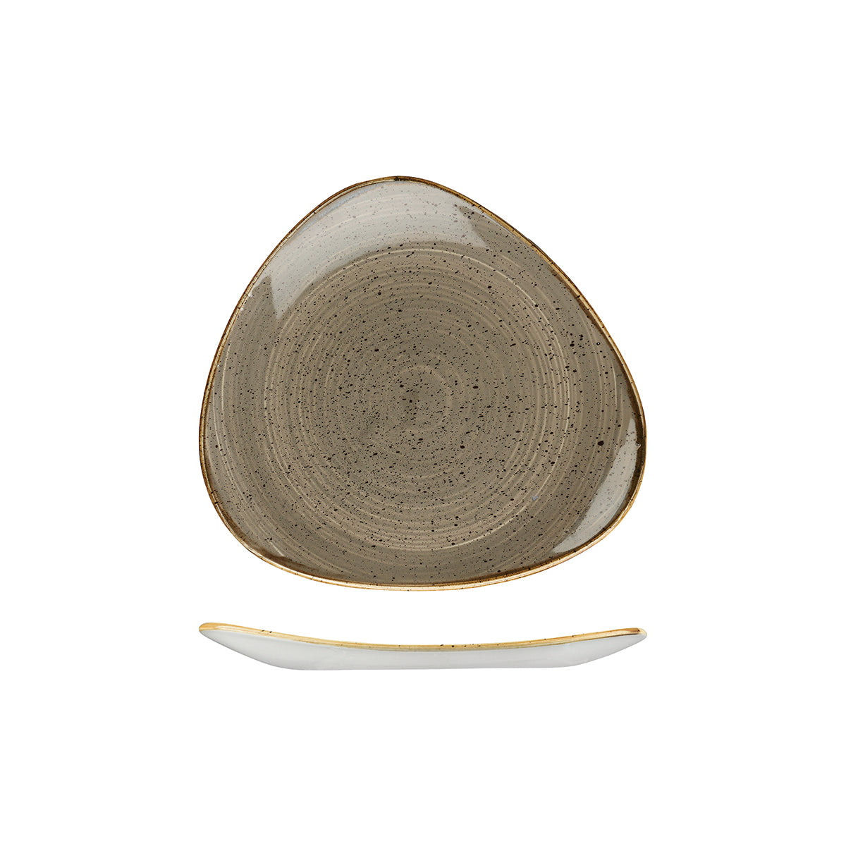 72.9975323.P Churchill Stonecast Peppercorn Grey Triangular Plate 229x229mm Globe Importers Adelaide Hospitality Supplies