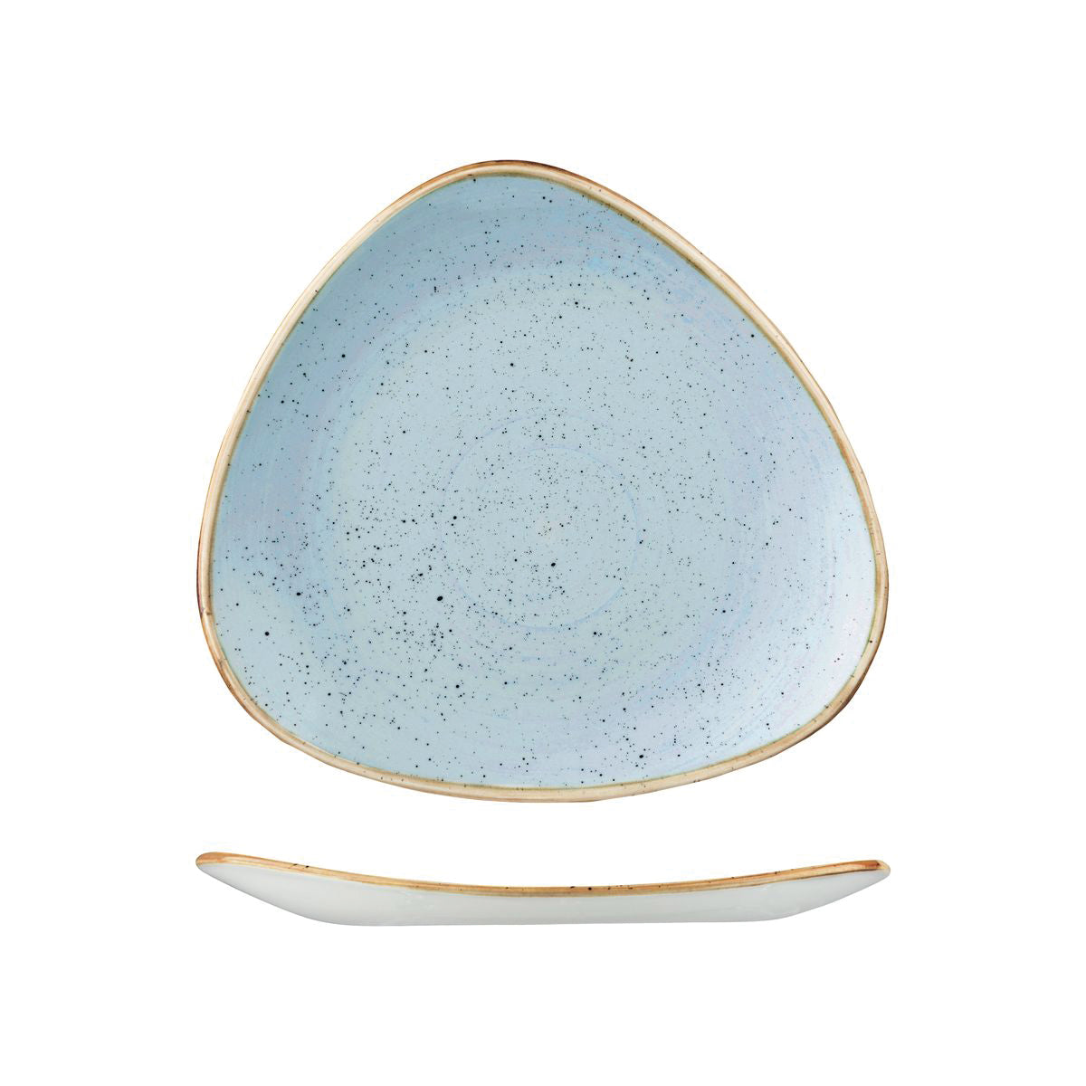 72.9975326.D Churchill Stonecast Duck Egg Triangular Plate 265x265mm Globe Importers Adelaide Hospitality Supplies