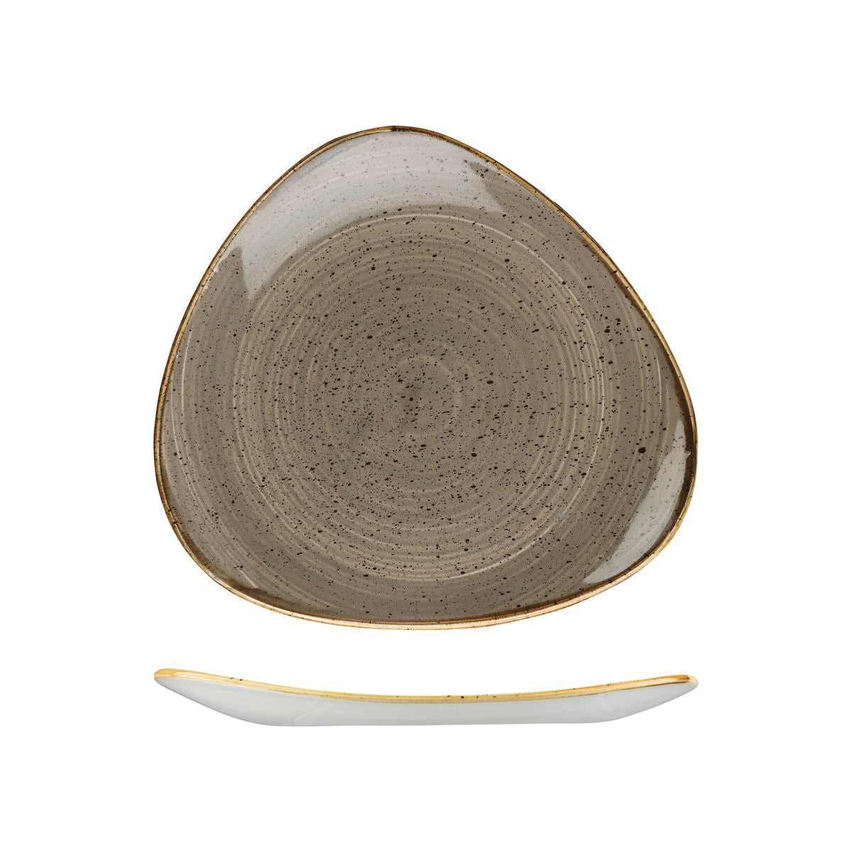 72.9975326.P Churchill Stonecast Peppercorn Grey Triangular Plate 265x265mm Globe Importers Adelaide Hospitality Supplies