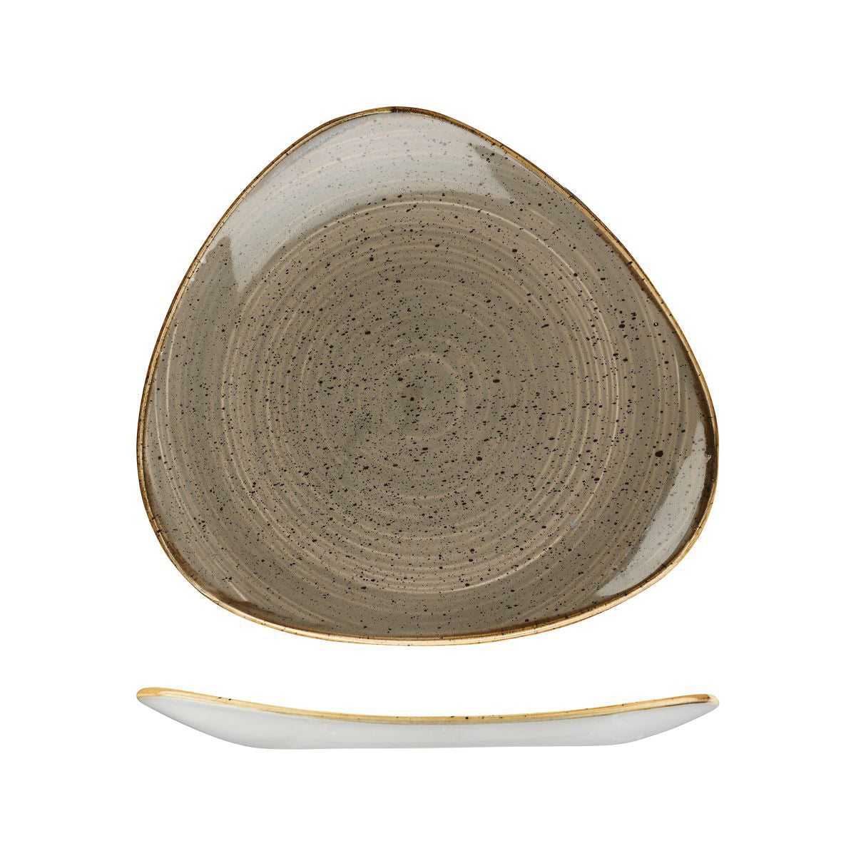 72.9975330.P Churchill Stonecast Peppercorn Grey Triangular Plate 311x311mm Globe Importers Adelaide Hospitality Supplies